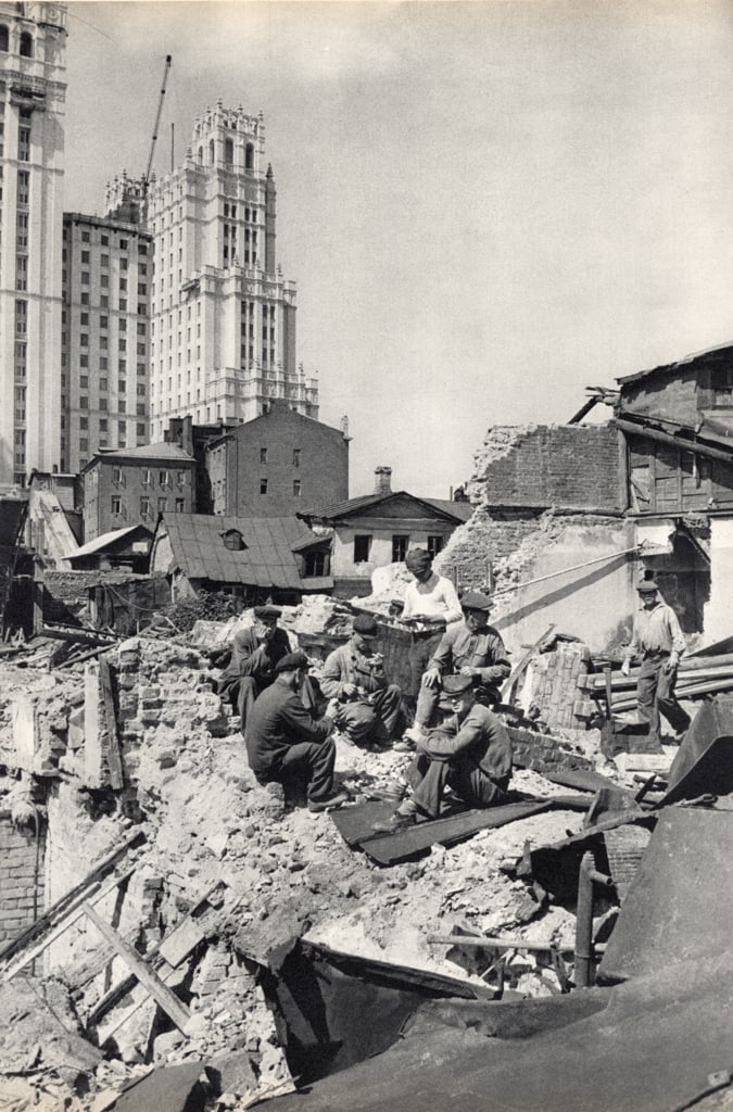HENRI CARTIER-BRESSON - Workers, Moscow: Title: HENRI CARTIER-BRESSON - Workers, Moscow Description: Artist: HENRI CARTIER-BRESSON Print Title: Workers tearing down old houses in Moscow Medium: Sheet-fed Gravure Printing Date: 1950's