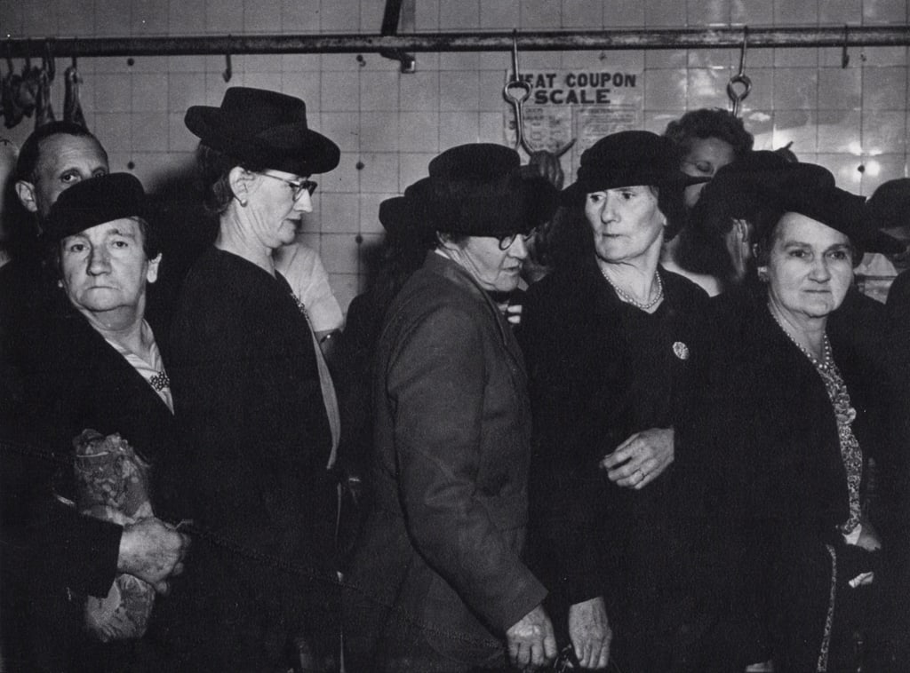 MAX DUPAIN - Meat queue, Sydney 1946: Title: MAX DUPAIN - Meat queue, Sydney 1946 Description: Artist: MAX DUPAIN Print Title: Meat queue, Sydney 1946 Medium: Sheet-Fed Gravure Printing Date: 1970's Printed in Great Britain Image Size: 5