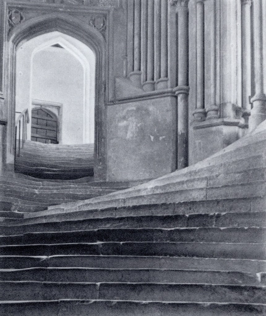 FREDEREK H. EVANS - Wells Cathedral, 1903: Title: FREDEREK H. EVANS - Wells Cathedral, 1903 Description: Artist: FREDEREK H. EVANS Print Title: Wells Cathedral: 'A Sea of Steps', 1903 Medium: Sheet-fed Gravure Printing Date: 1970's Printed in