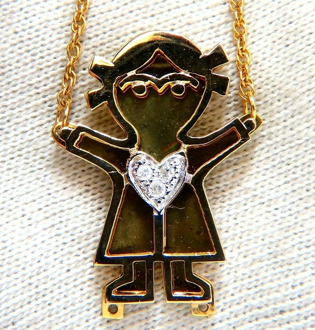 Diamonds Emoji Necklace 14kt yellow gold **: Title: Diamonds Emoji Necklace 14kt yellow gold ** Description: Emoji Pendant Diamonds necklace .06ct. Natural diamonds necklace. Full cut and Brilliant Rounds. G-color, Vs2 clarity 1 x .78 inch 16.5