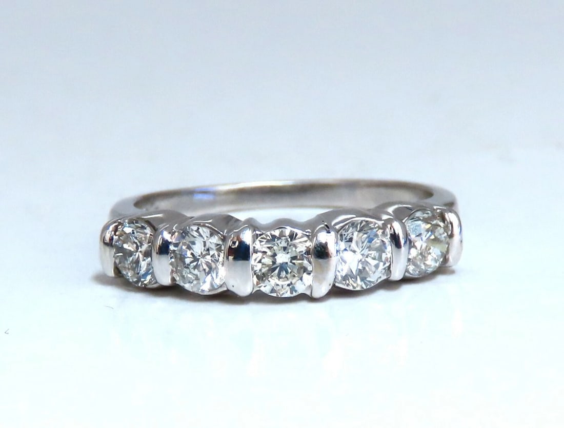1.02ct Natural Round Diamonds Channel Band Platinum Ring *v - 2