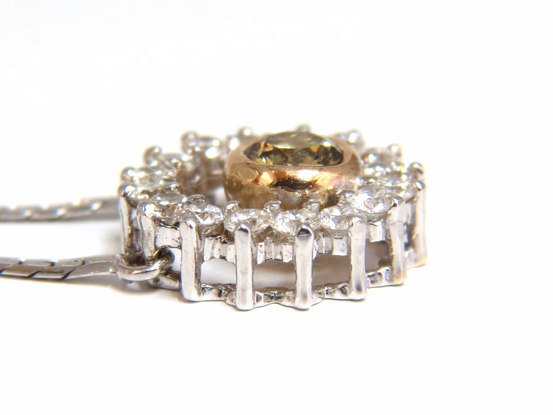 1.02 Carat Fancy Color Natural Yellow Brown Diamond Circle Eternity Necklace+** - 5