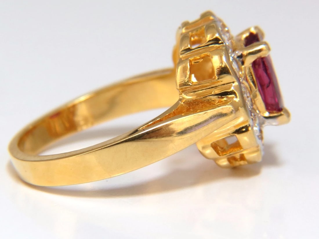 GIA Certified 1.61ct oval cut purple red ruby 1.01ct diamonds ring 18kt *v - 7