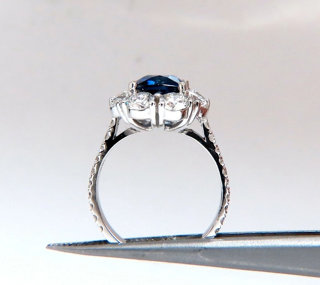 GIA Certified 5.48ct Natural No Heat Royal Blue Sapphire Ring Halo Prime*v - 7