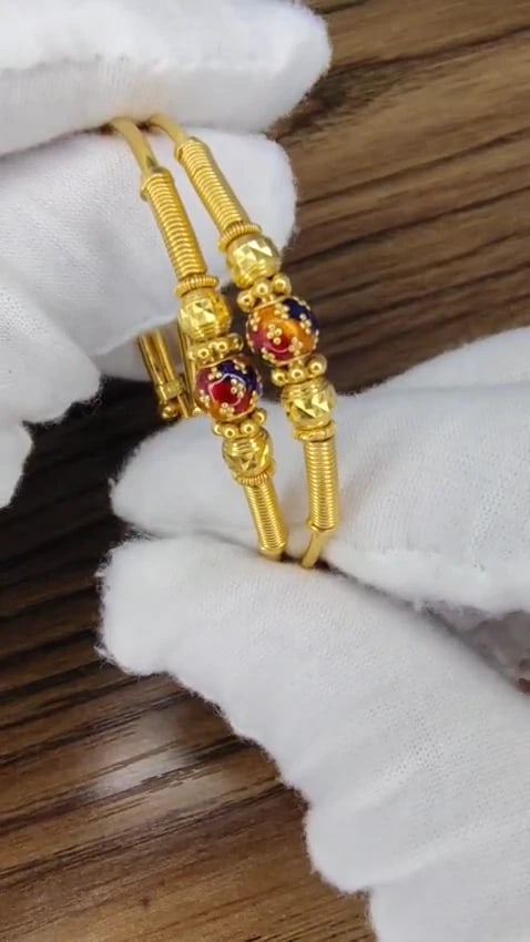 18kt Twin Girl's Bangle Bracelets Adjustable Interlocking Vintage Mod *v - 3