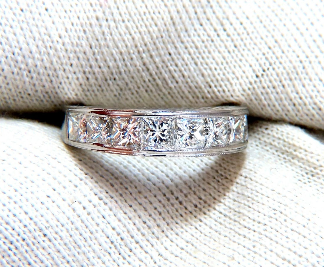 2.30ct Natural Princess Cut Diamonds Channel Band Platinum Ring *v - 6