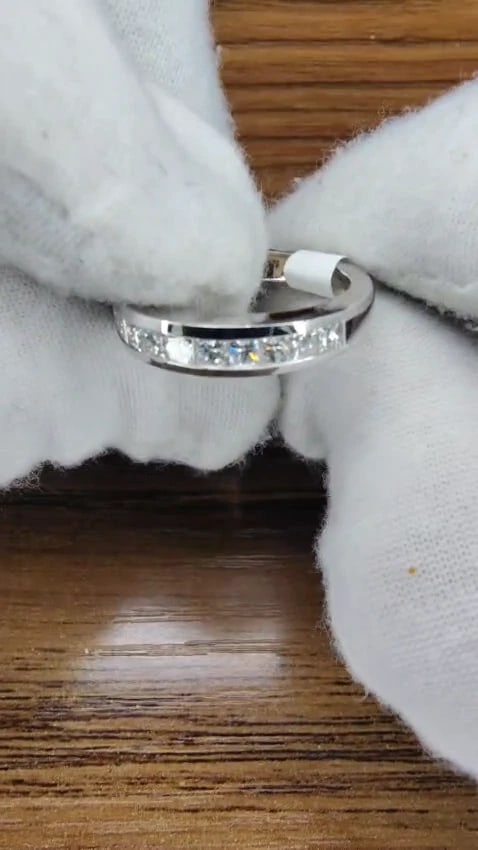 .74ct Natural Princess Cut Diamonds Channel Band 14kt Gold Ring *v - 3