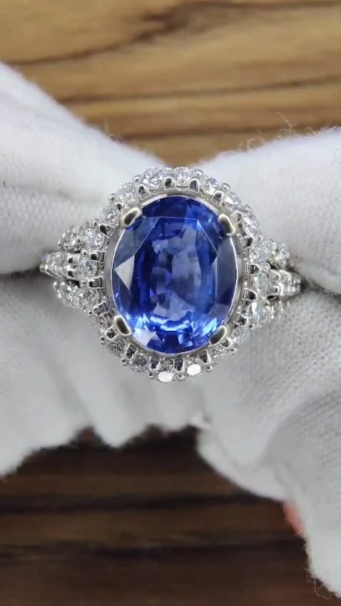 GIA Certified 3.30ct Natural No Heat Sapphire Diamond Ring Unheated 14 Karat*v - 3