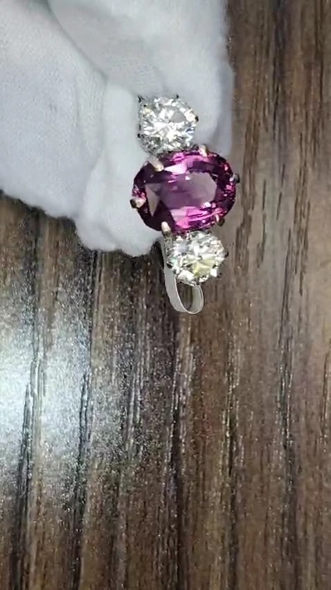 GIA Certified 3.37ct Natural Purple Pink Sapphire Diamonds Ring 18kt *v - 3