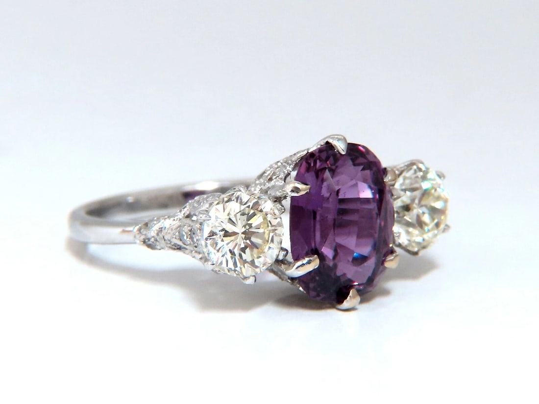 GIA Certified 3.37ct Natural Purple Pink Sapphire Diamonds Ring 18kt *v - 5
