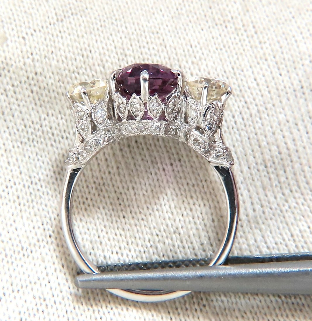 GIA Certified 3.37ct Natural Purple Pink Sapphire Diamonds Ring 18kt *v - 7