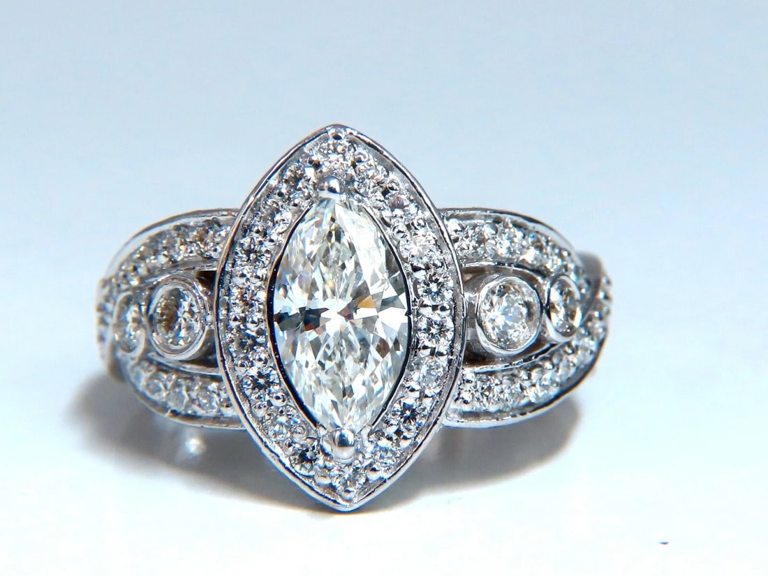 GIA Certified 1.01ct Natural Marquise Diamond Cluster Halo Ring 18kt *v - 5