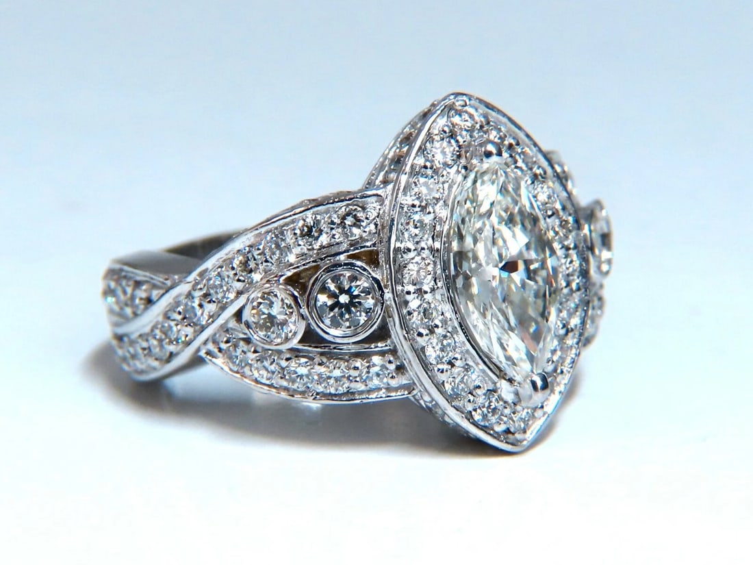GIA Certified 1.01ct Natural Marquise Diamond Cluster Halo Ring 18kt *v - 6