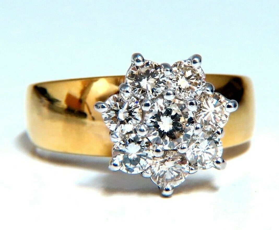 1.04ct Natural Diamonds Floating Cluster on Band Ring 14kt Vintage *v: Title: 1.04ct Natural Diamonds Floating Cluster on Band Ring 14kt Vintage *v Description: MAGNIFICENT JEWELS Floating Cluster on Band 1.04ct Round diamond cluster ring. (center: .24ct) Diamonds: Si-1