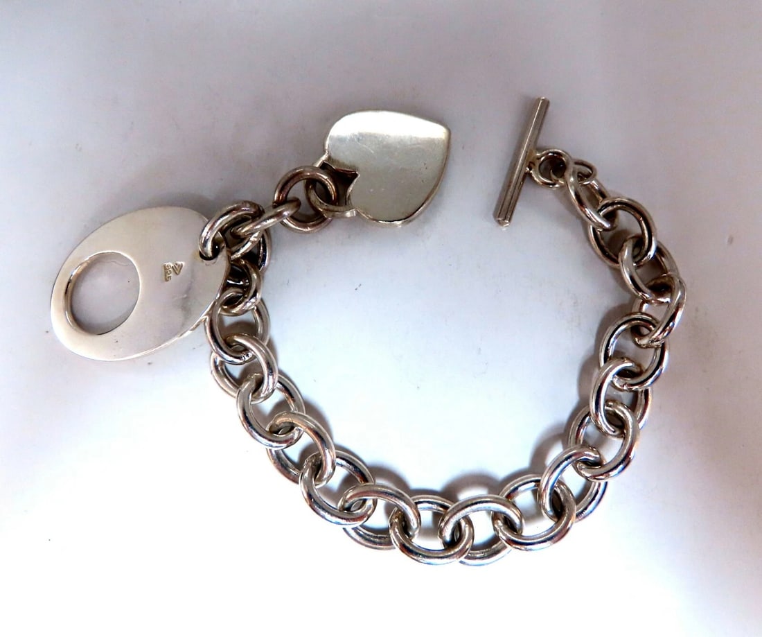Sterling Silver Toggle Heart Link Bracelet** (1 of 5)