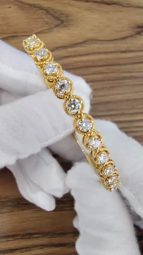 2.02ct Natural Diamonds Bangle Bracelet 14 Karat *v - 3
