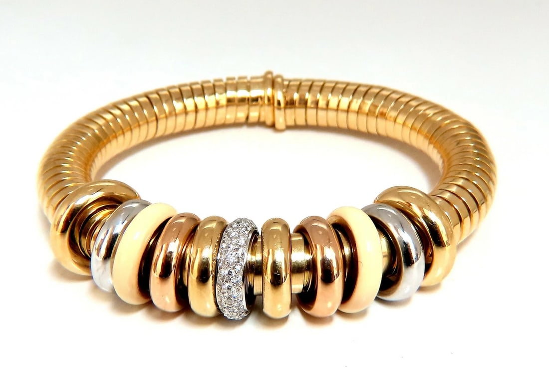 1.00ct Diamonds Ladies Accordion Bangle Bracelet 18 karat Rolling Rings Float *v (1 of 7)