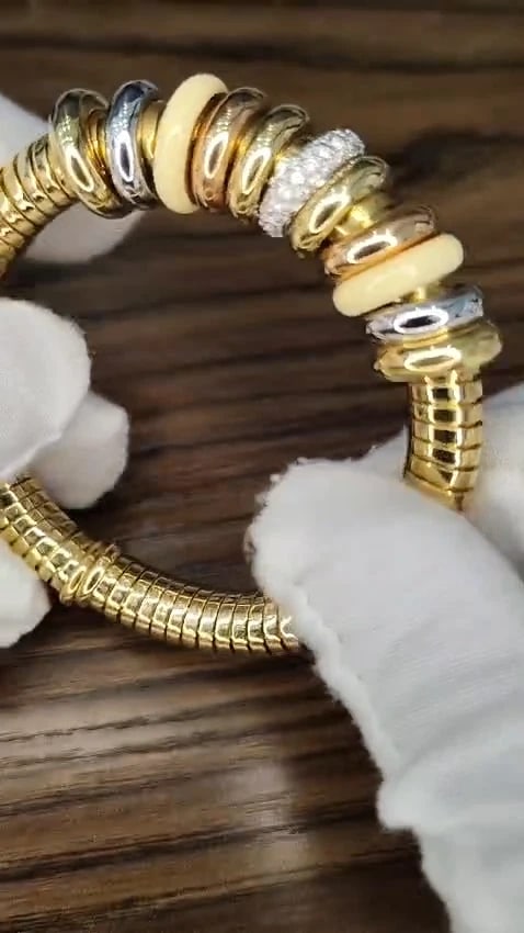 1.00ct Diamonds Ladies Accordion Bangle Bracelet 18 karat Rolling Rings Float *v - 3