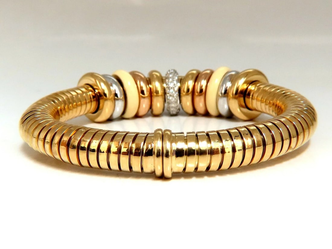 1.00ct Diamonds Ladies Accordion Bangle Bracelet 18 karat Rolling Rings Float *v - 5