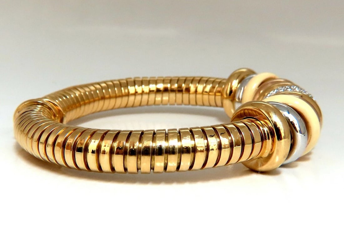 1.00ct Diamonds Ladies Accordion Bangle Bracelet 18 karat Rolling Rings Float *v - 6