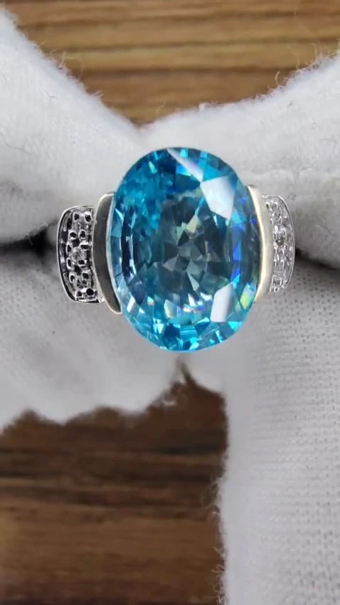 5.65ct Natural Indigo Blue zircon Diamonds Ring 14kt *v - 3