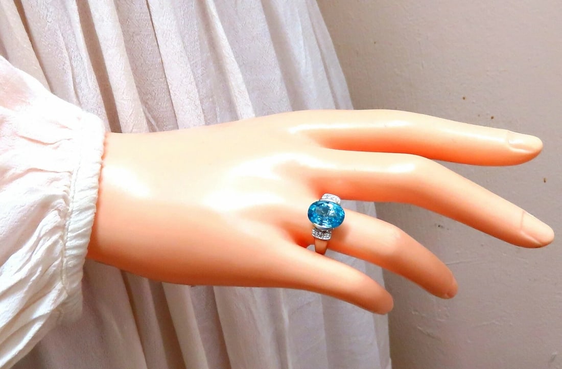 5.65ct Natural Indigo Blue zircon Diamonds Ring 14kt *v - 7