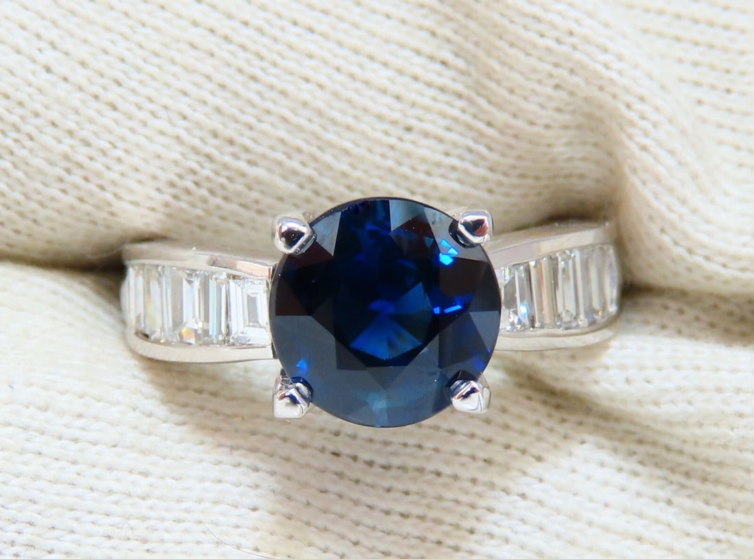 GIA Certified 4.09ct Natural Round No Heat Sapphire Diamond Ring Unheated 14kt*v - 5