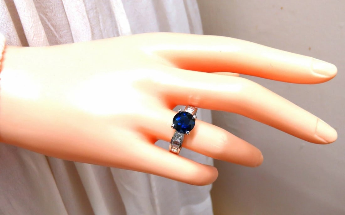 GIA Certified 4.09ct Natural Round No Heat Sapphire Diamond Ring Unheated 14kt*v - 6