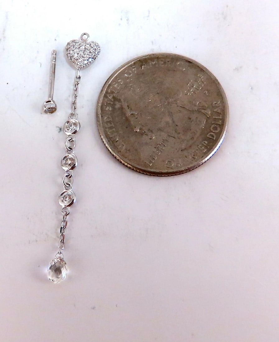 1.45ct Natural Briolette Diamonds Dangle Earrings 14 karat Jackets & Stud** - 5