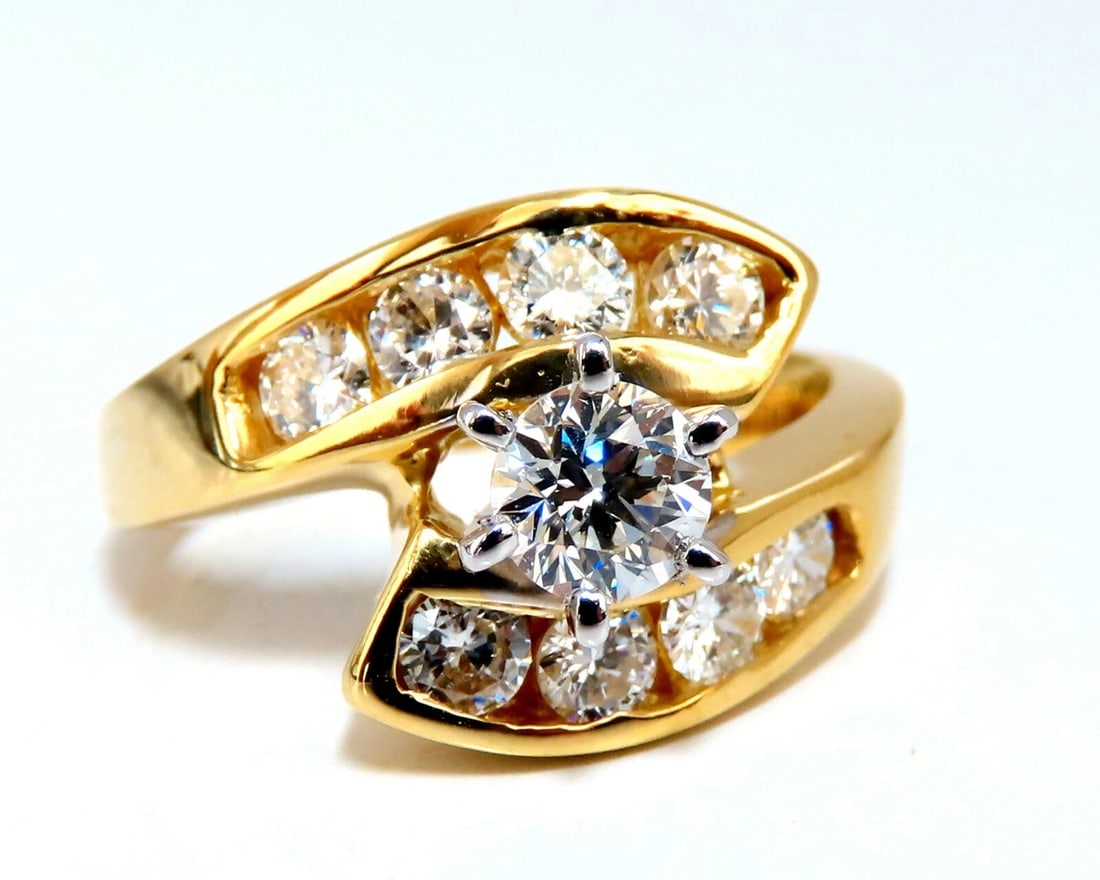 GIA Certified 1.40ct round cut diamond Crossover Engagement Ring 14 Karat *v (1 of 7)