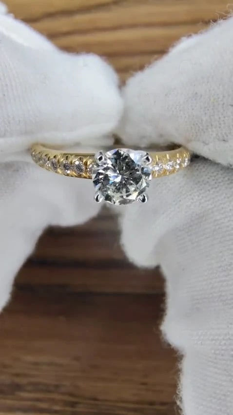 GIA Certified .69ct round cut diamond Raised Diamond Engagement Ring 14 Karat*v - 3