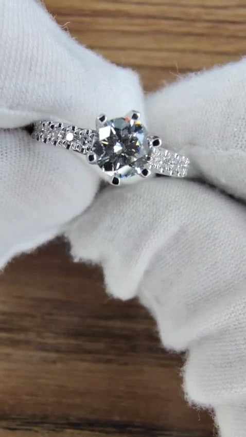 GIA Certified .73ct round cut diamond Raised Tulip ring Platinum *v - 3