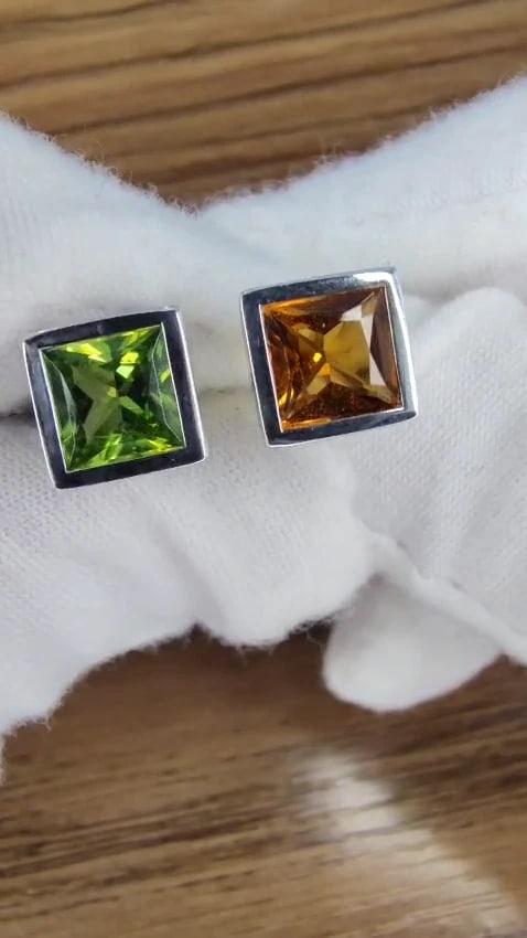 4.00ct natural citrine & peridot ring 18 Karat Gold Mod Goth *v - 3