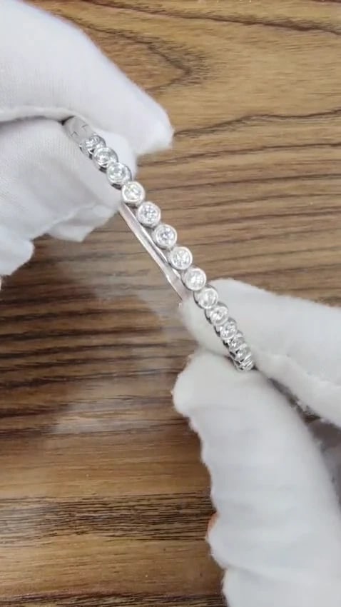 1.63ct Natural Round Diamonds Bezel Flush Set Bangle Bracelet 14 Karat *v - 3