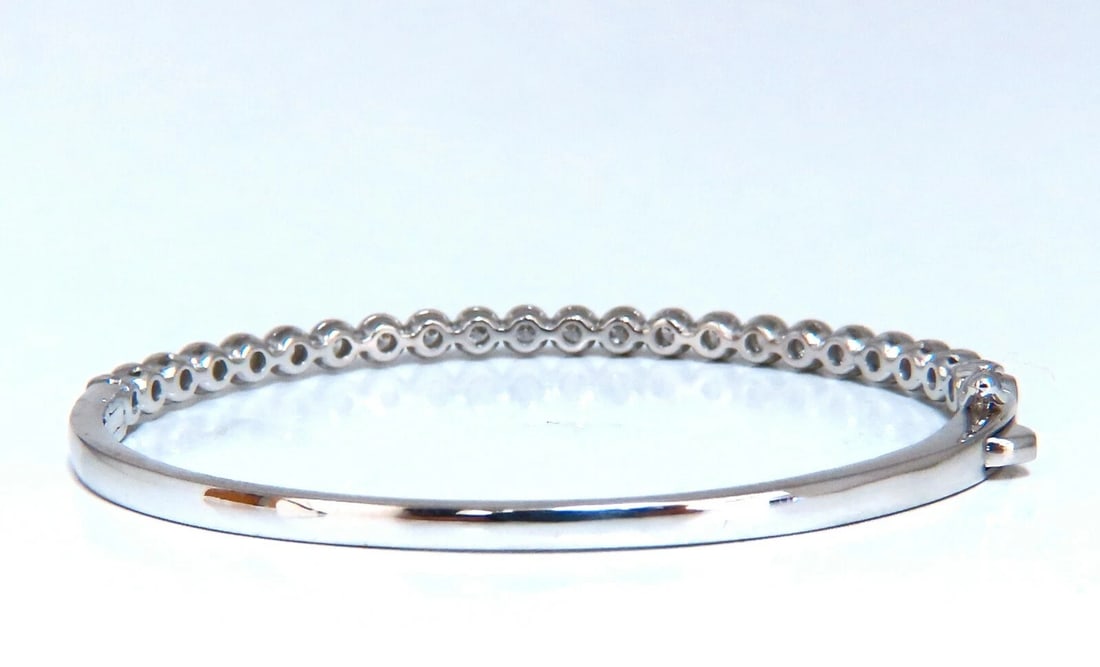 1.63ct Natural Round Diamonds Bezel Flush Set Bangle Bracelet 14 Karat *v - 7