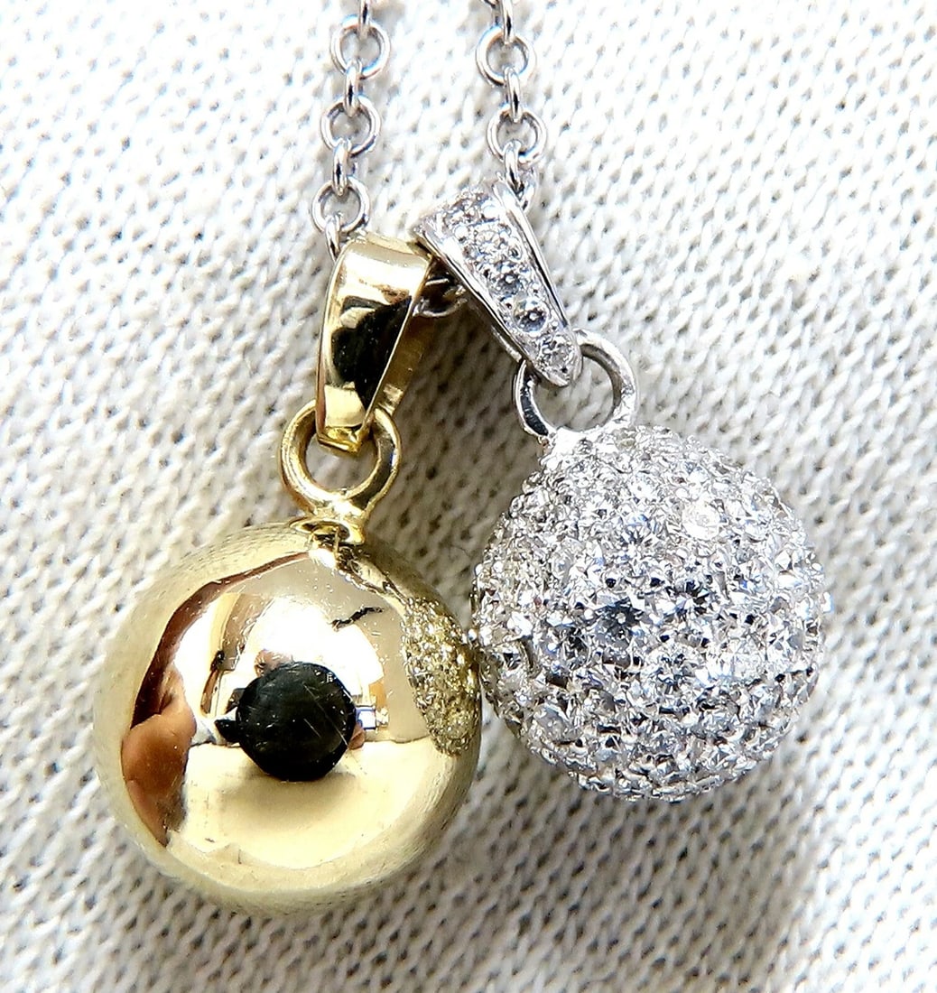 1.16ct Natural Diamonds Cluster Balls Double Dangle Necklace 14 Karat**: Title: 1.16ct Natural Diamonds Cluster Balls Double Dangle Necklace 14 Karat** Description: Double Dangle Ball Necklace 1.16ct. Natural diamonds Full cut round brilliant Vs-2 Clarity. G-color 14kt. wh
