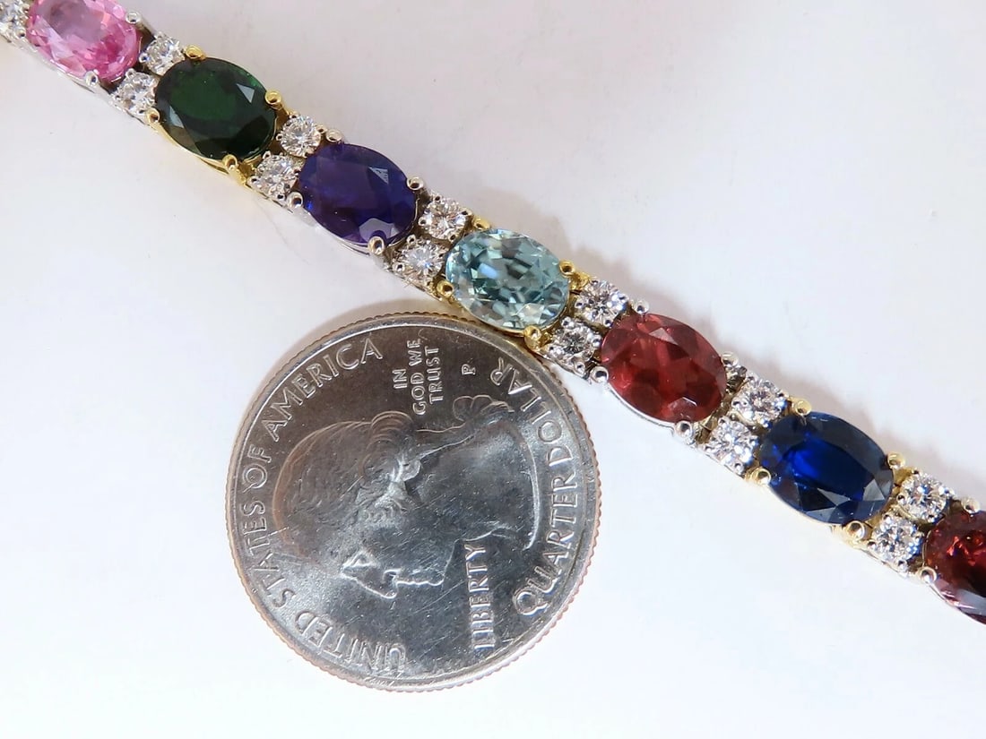 26.50ct Natural Emeralds Aquamarines Red Tourmaline Bracelet 14 Karat Gemline** - 7