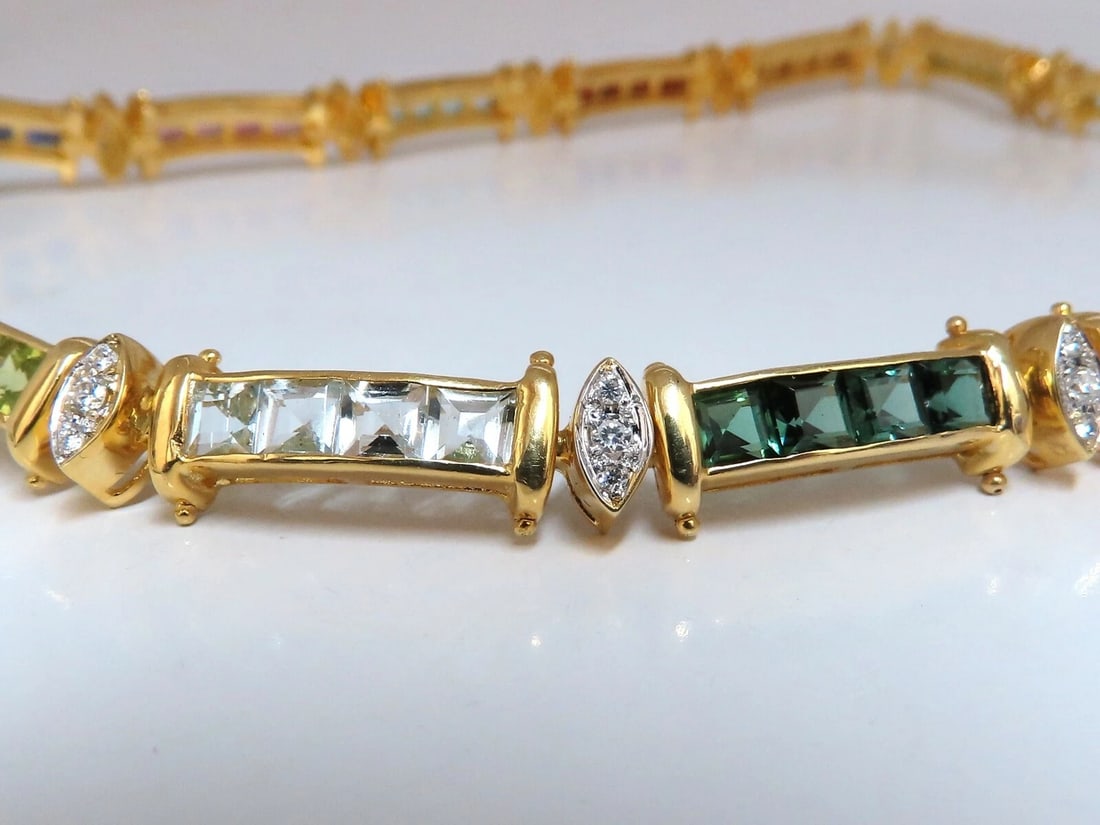 50ct Natural Garnet Tourmaline Aquamarine Peridot Citrine Diamond Necklace 14k** - 7