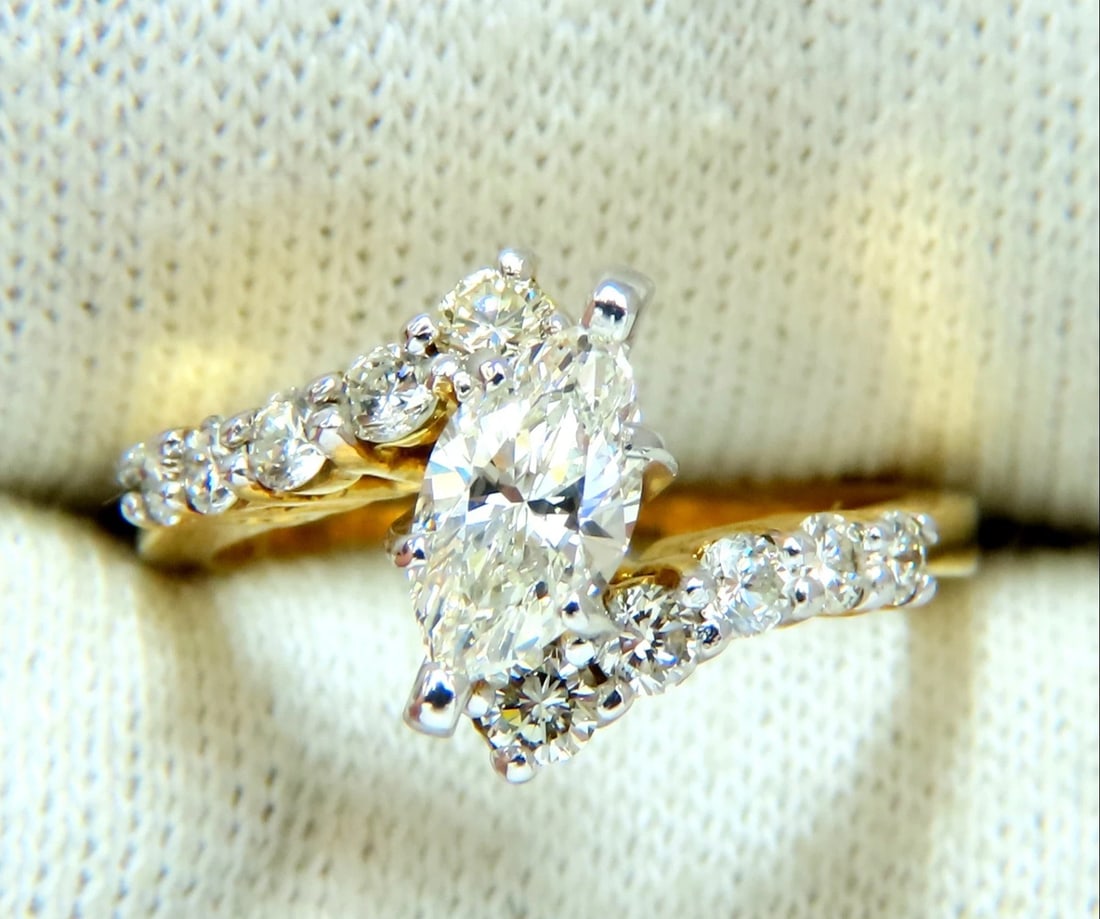 GIA Certified .77ct Marquise Shape natural diamond ring 14 Karat *v - 7