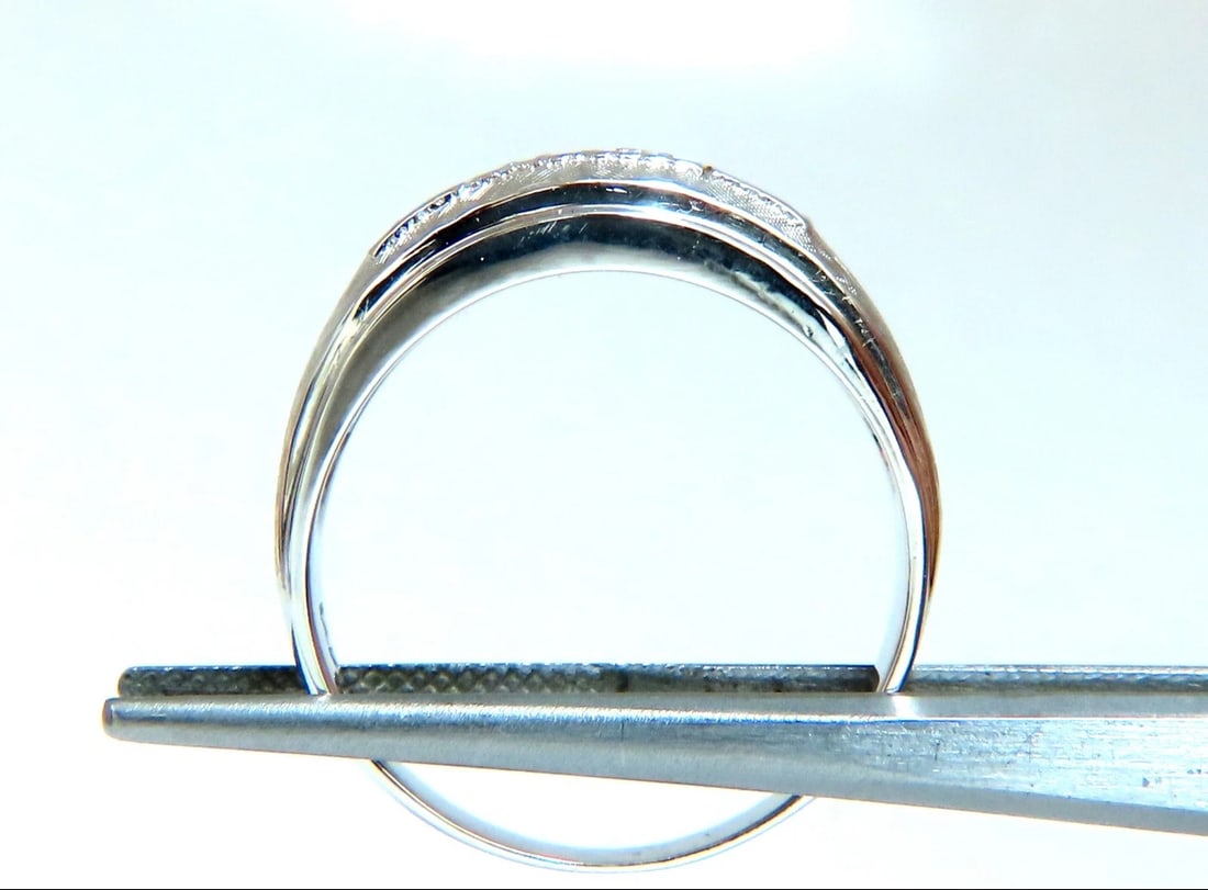 Mens .15ct natural round cut diamonds wide band bead 14 karat *v - 5
