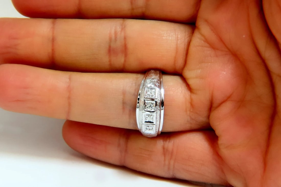 Mens .15ct natural round cut diamonds wide band bead 14 karat *v - 7