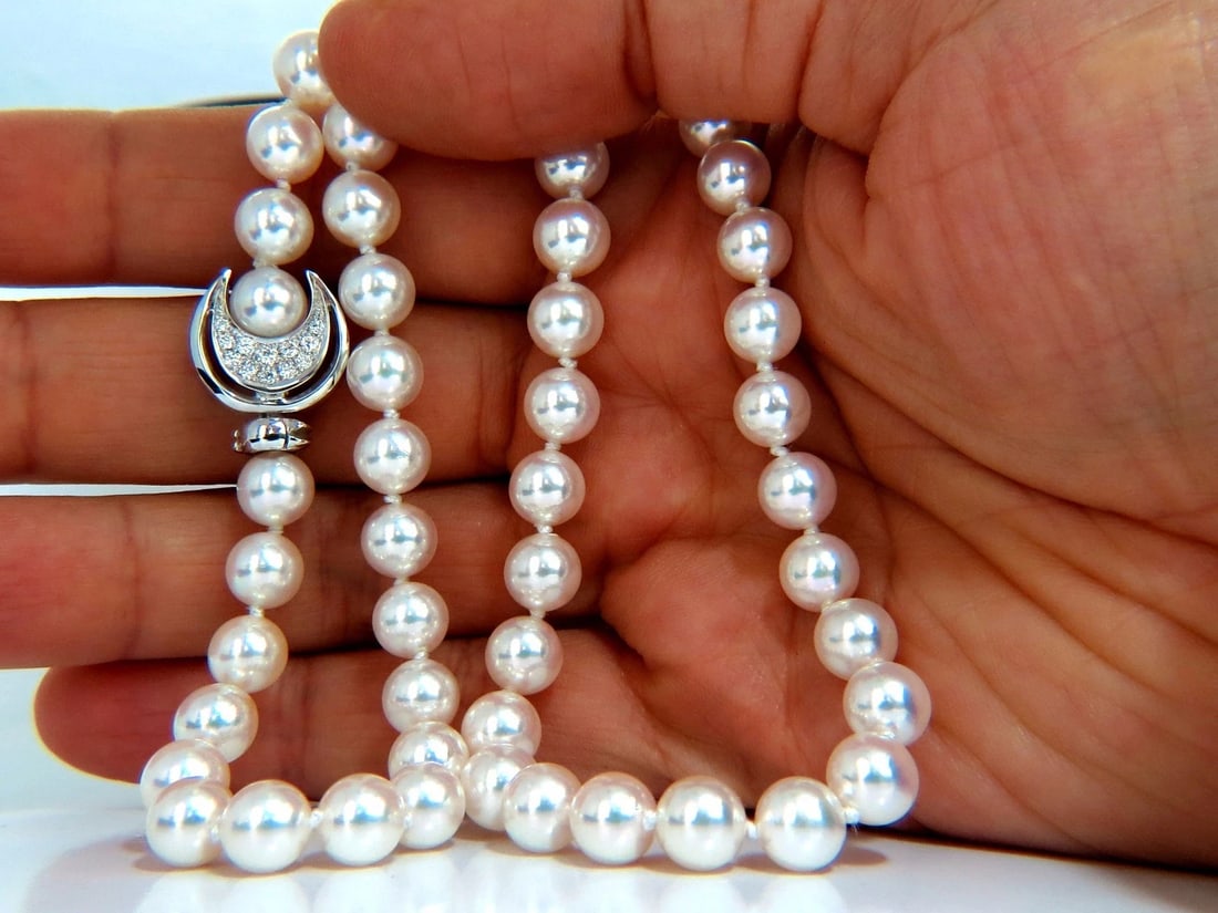 GIA Certified 53 Natural Akoya Pearls Necklace Saltwater Pintada Fucata 18kt ** - 6