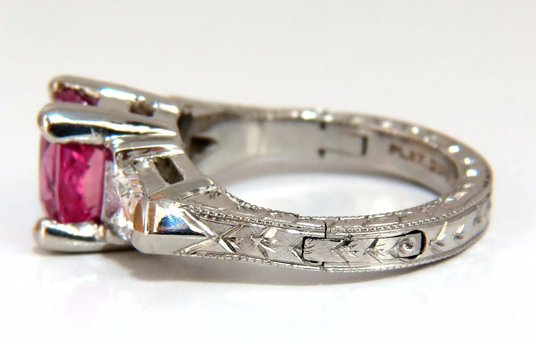 AGL Certified Natural Pink Sapphire diamond ring platinum arthritis knuckle *v - 6