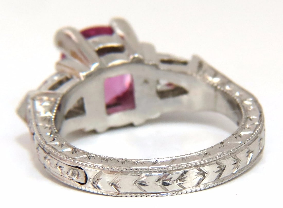 AGL Certified Natural Pink Sapphire diamond ring platinum arthritis knuckle *v - 7