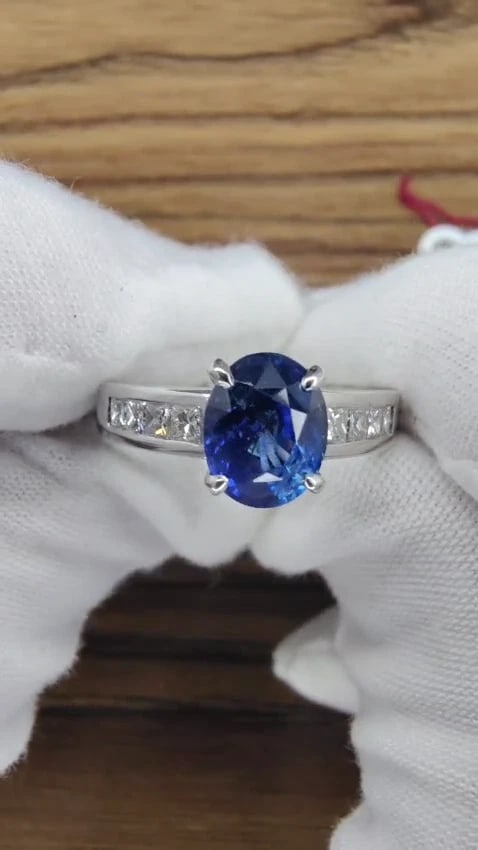 GIA NO HEAT 2.97CT NATURAL GEM BLUE SAPPHIRE DIAMOND RING UNHEATED 14KT *v - 3