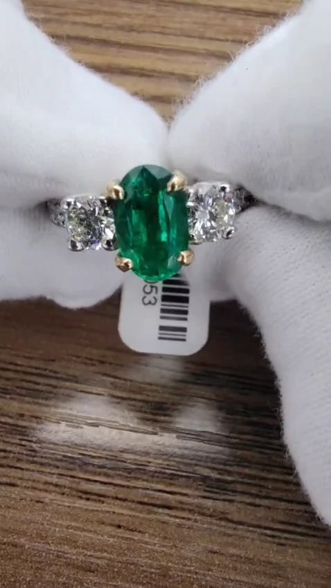 3.05CT NATURAL EMERALD DIAMOND RING 14KT GOLD CLASSIC 3 *v - 3