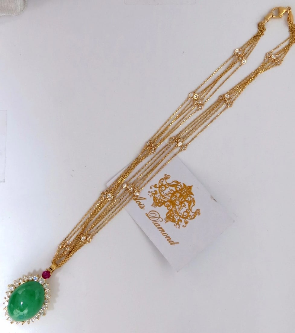 AGL Certified 48.62ct Natural Jade diamond necklace** - 7
