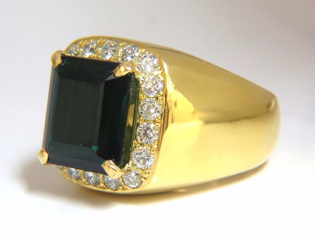 GIA Certified 13.59ct Natural Vivid Blue Green Tourmaline diamonds ring 18kt *v - 5