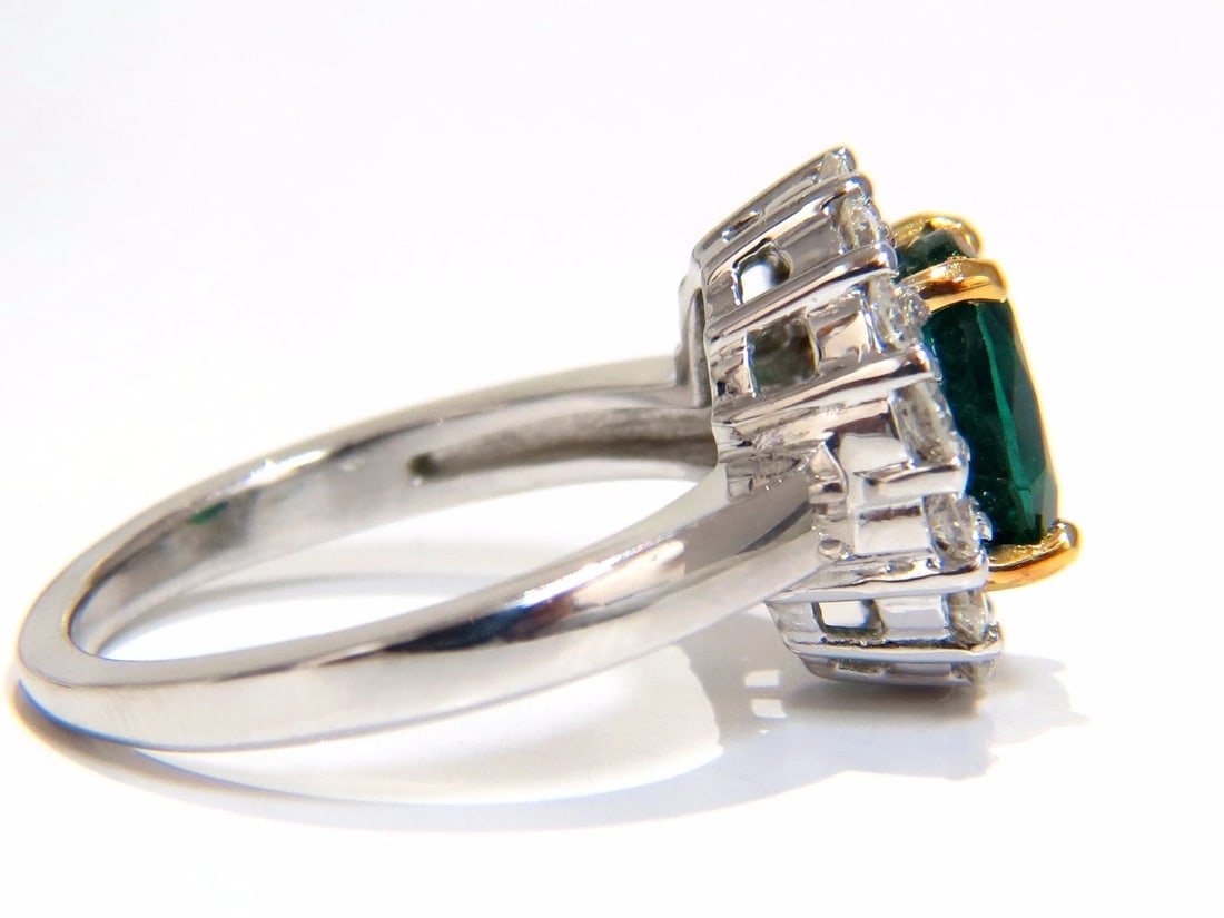 2.46CT NATURAL EMERALD DIAMONDS RING 18KT GOLD VIVID GREEN HALO *v - 6