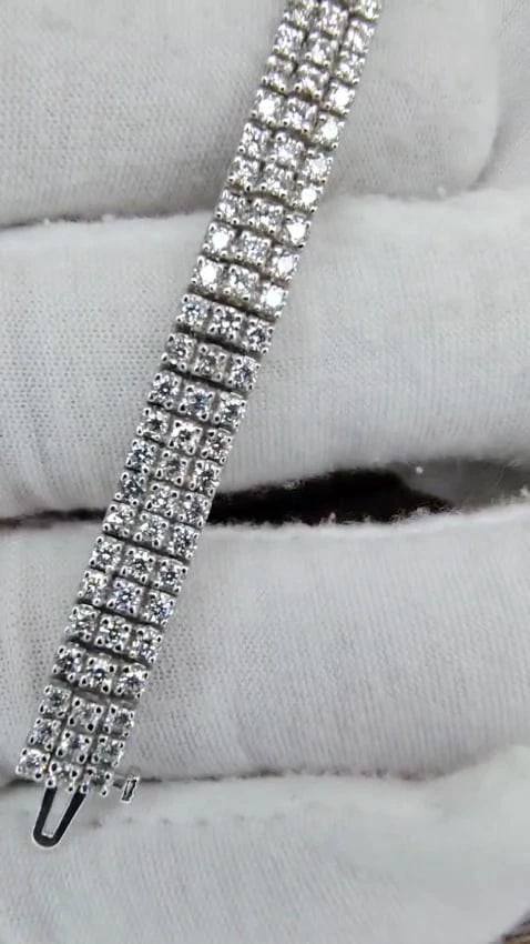 5.50ct natural round brilliant diamonds three row tennis bracelet 14kt gold *v - 3